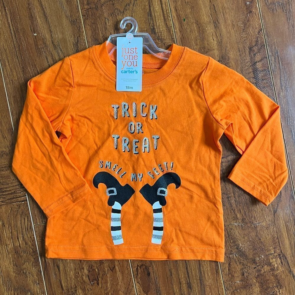 NWT Just One You Carter’s Long Sleeve 18M Orange Girl’s Halloween T-Shirt